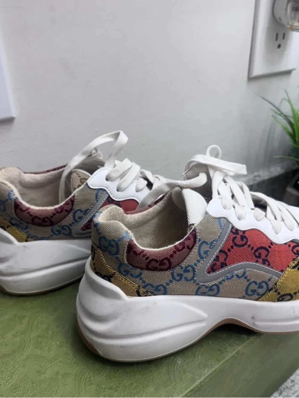 Gucci Multicolor GG Logo Chunky Lace-Up Sneakers - Picture 2 of 3